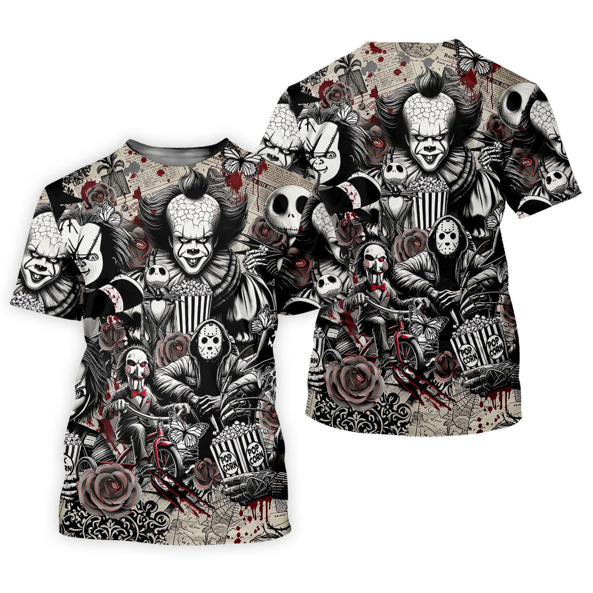 Horror Character Movie Collage Golf Polo Shirt, Men's Golf Polo, Hawaiian Golf Shirt