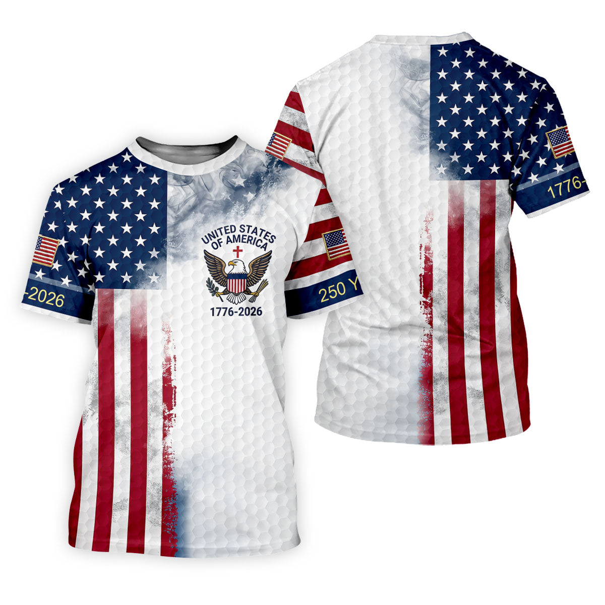 USA Flag Pattern 1776-2026 Distressed Vintage Golf Shirt, 250th Anniversary 4th Of July Women's Golf Tops