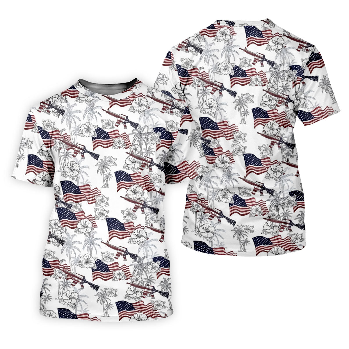 American Flag Pattern 4th Of July Tropical Vibe Patriotic Golf Shirt, 250th Anniversary Golf Shirts For Men
