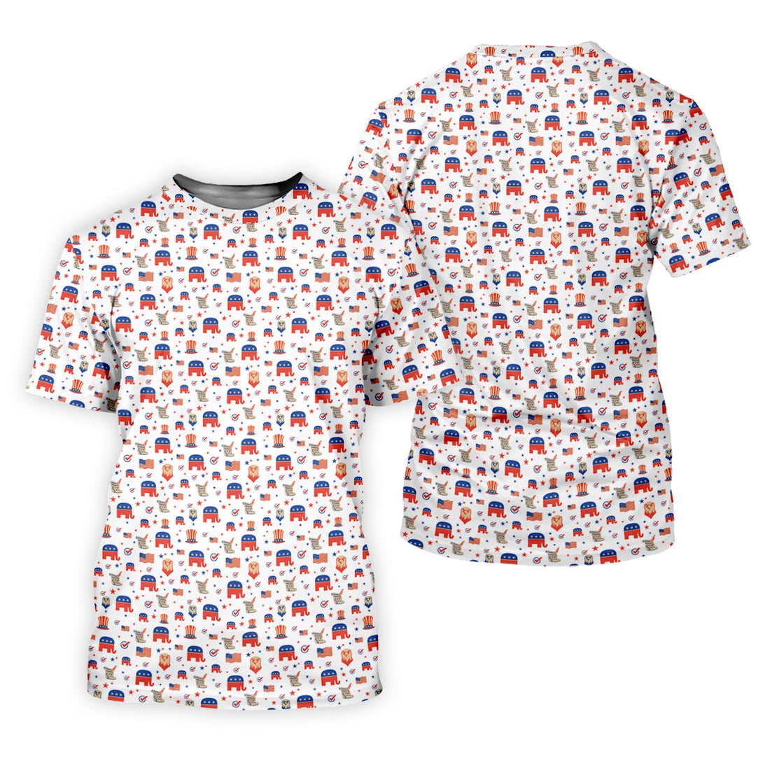 US Bald Eagle Political Elephant 250th Anniversary White Golf Shirt, Patriotic 4th Of July Golf Shirts For Men