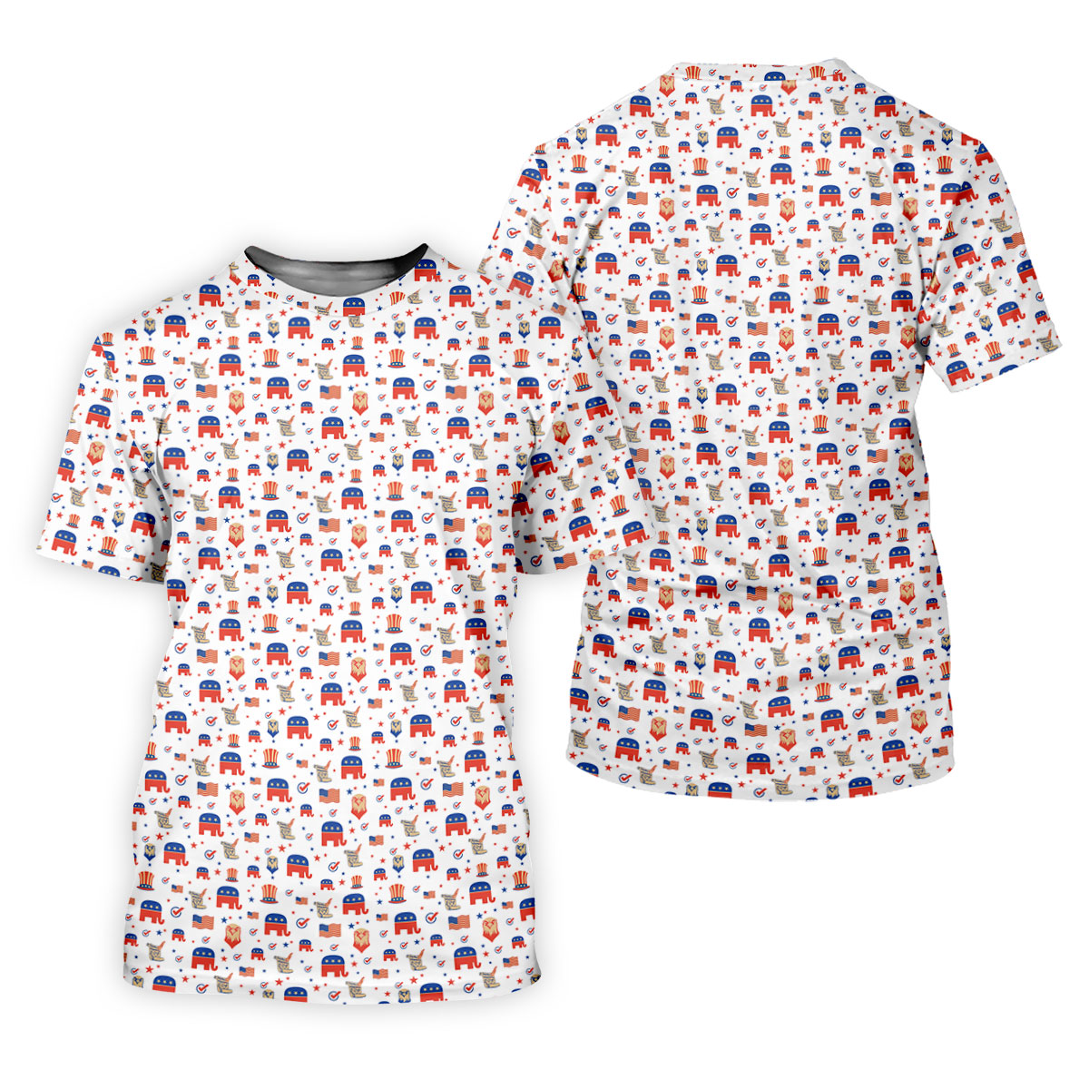 US Bald Eagle Political Elephant 250th Anniversary White Golf Shirt, Patriotic 4th Of July Golf Shirts For Men