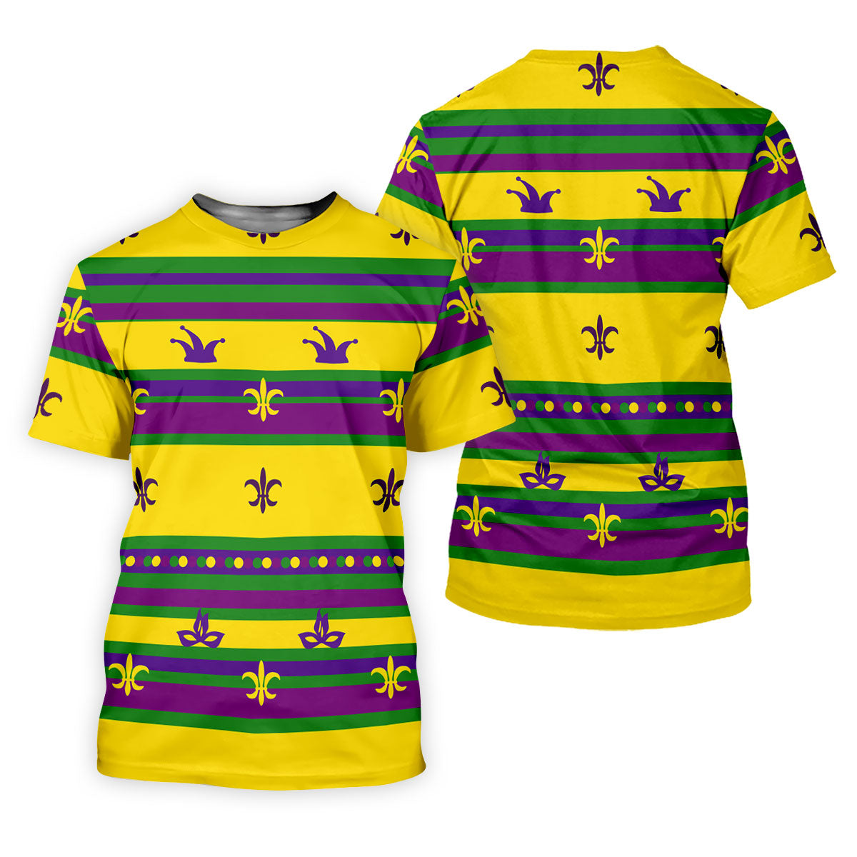 Mardi Gras Fleur De Lis Purple Green Gold Horizontal Stripes Women's Golf Shirts, Ladies Golf Polos
