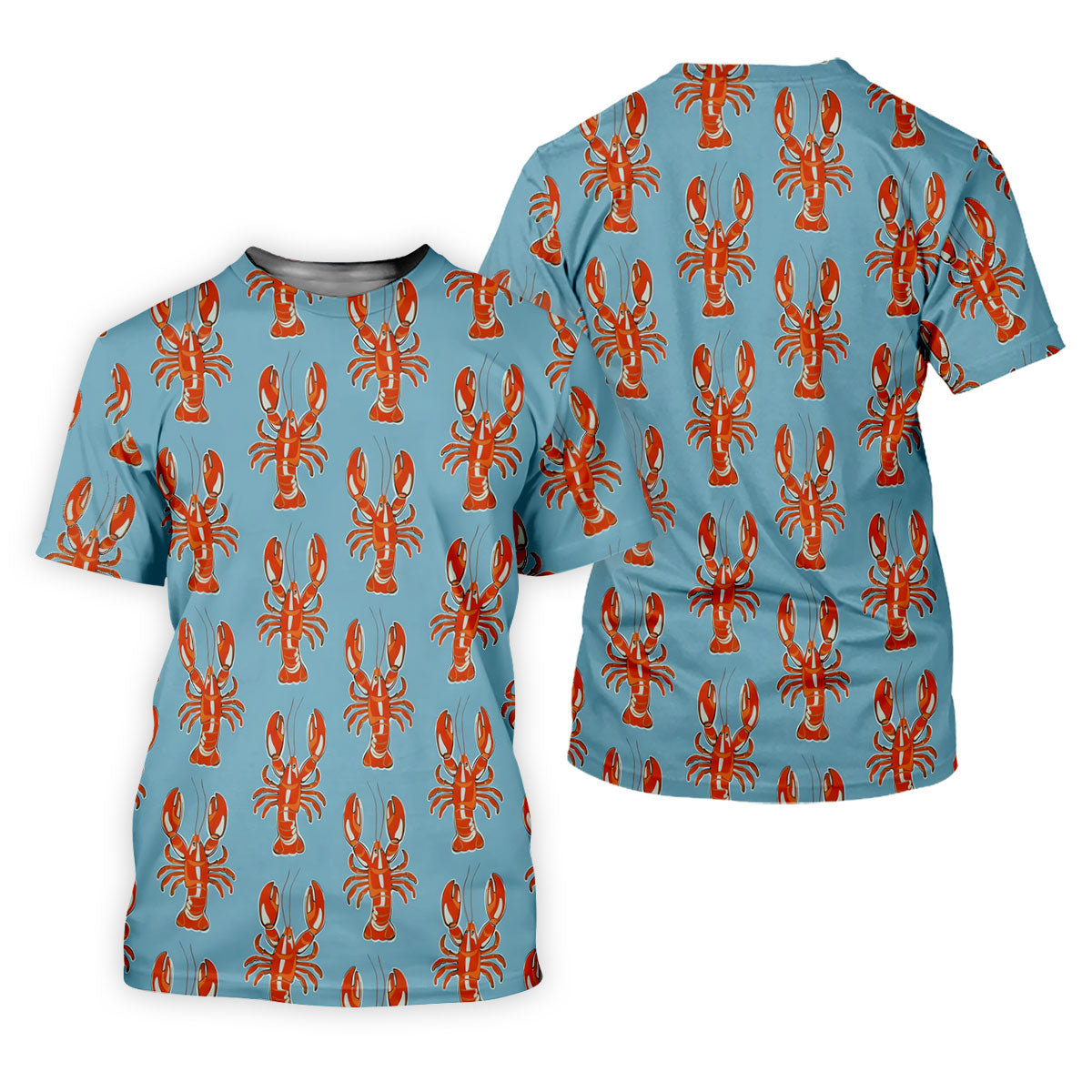 Orange Lobsters Light Blue Mardi Gras Golf Shirt, Golf Tops For Men, Polo ShirtFor Men, Golf Shirts For Men