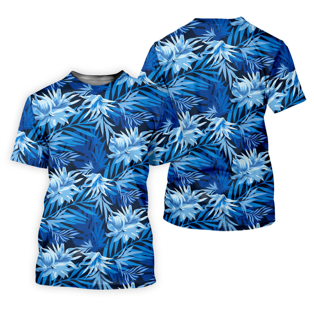 Blue Tropical Hibiscus Floral Golf Shirt, Mens Polo Shirts, Golf Apparel For Men