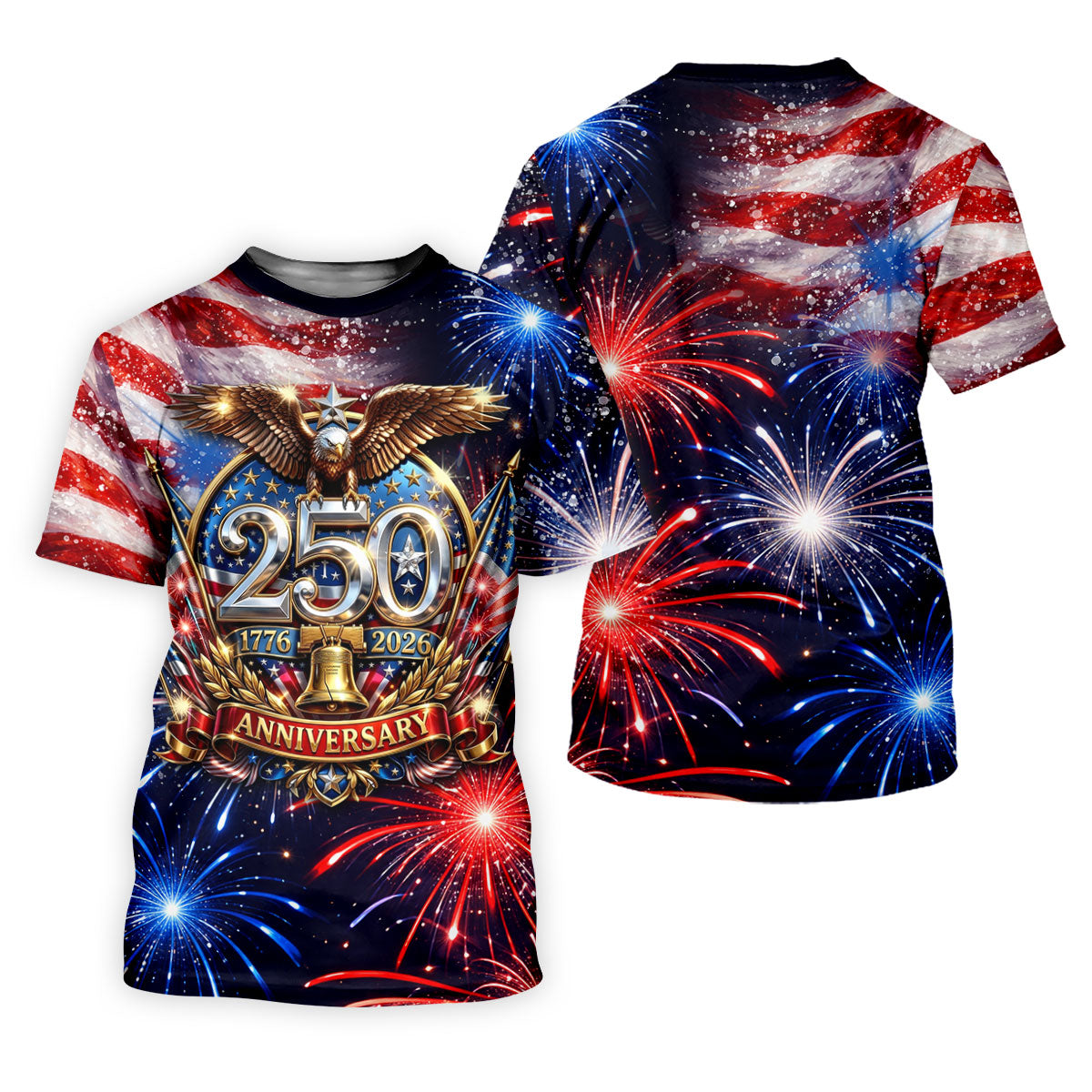 America Bald Eagle Red White Blue Patriotic Celebration 4th Of July Golf Shirt, 250 Years Golf Shirts For Men