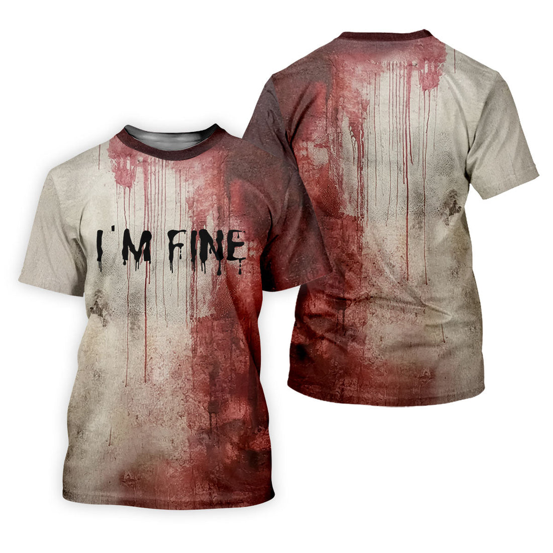 I'm Fine Halloween Blood Splatter Golf Tops For Men, Horror Blood Polo ShirtFor Men, Unique Gift For Golfer