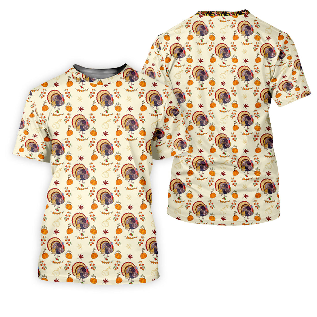 Turkey Pumpkin Thanksgiving Holiday Beige Women's Golf Shirts, Women Golf Top, Ladies Golf Polos