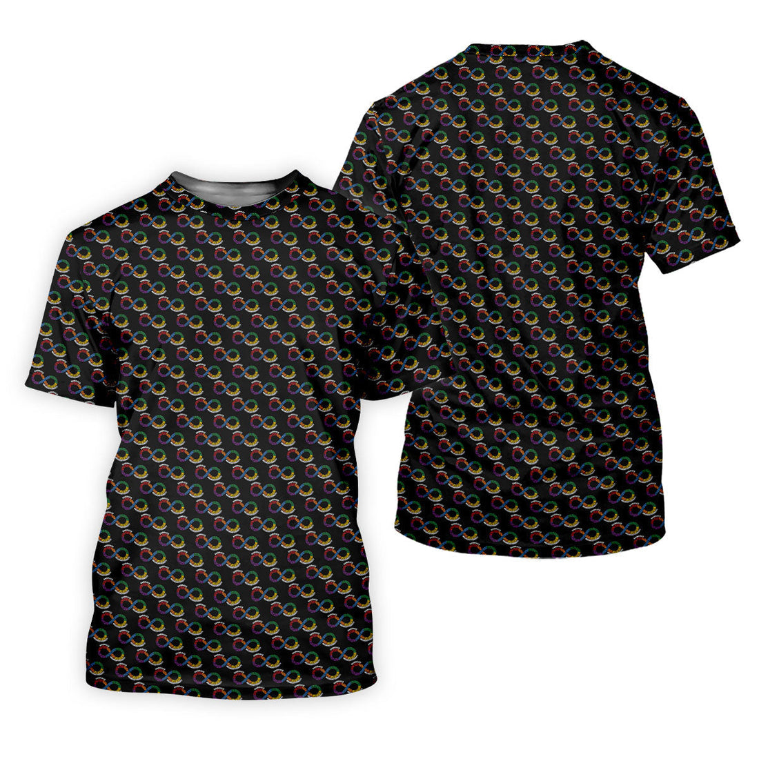 Embrace Neurodiversity Rainbow Infinity Symbol Autism Awareness Black Golf Shirt, Women's Golf Tops