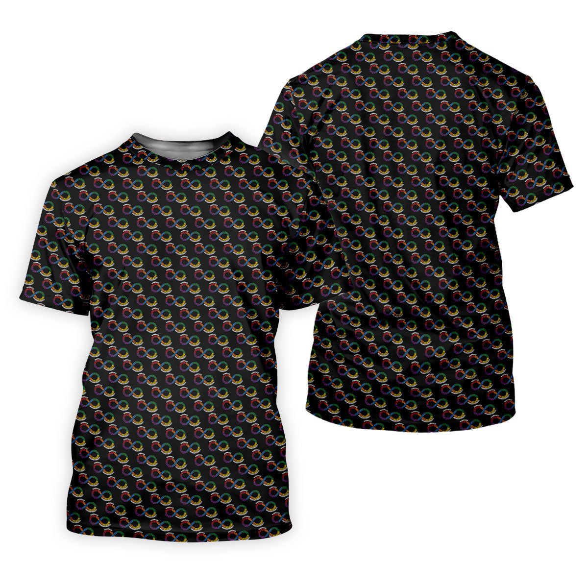 Embrace Neurodiversity Rainbow Infinity Symbol Autism Awareness Black Golf Shirt, Women's Golf Tops