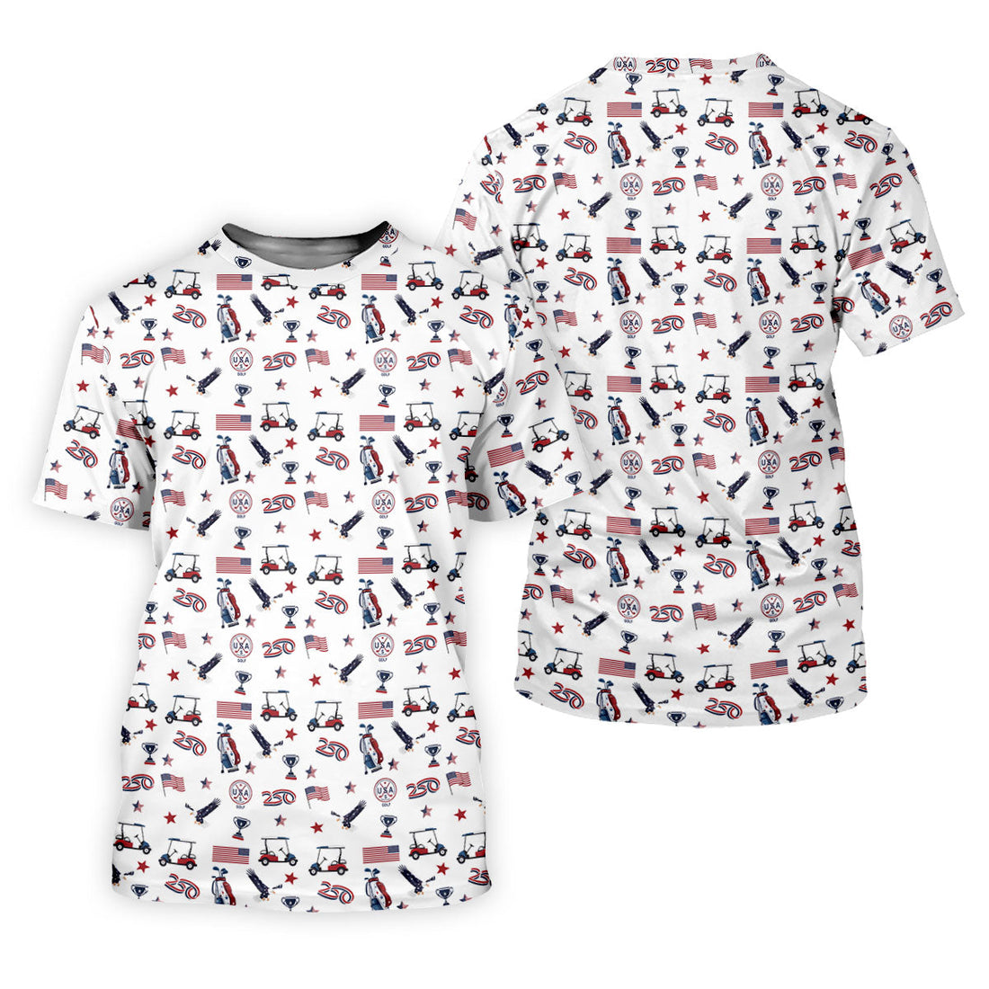 250 Years Golf Pattern Patriotic Golf Shirt, Golf Tops For Men, 4th Of July Golf Shirts For Men