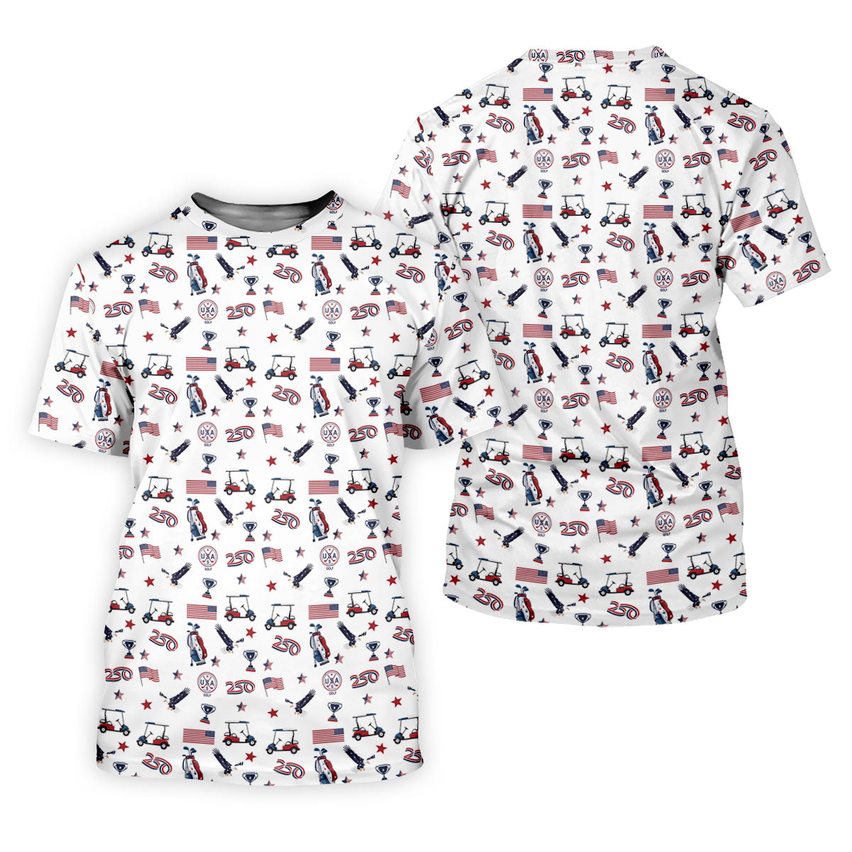 250 Years Golf Pattern Patriotic Golf Shirt, Golf Tops For Men, 4th Of July Golf Shirts For Men