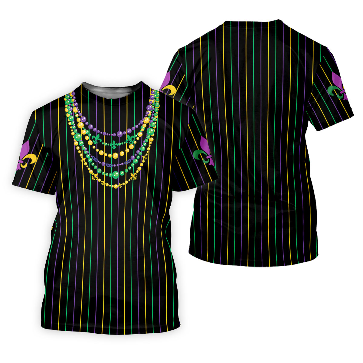 Mardi Gras Beads Necklaces Print Black Golf Shirt, Golf Tops For Men, Polo ShirtFor Men, Golf Shirts For Men