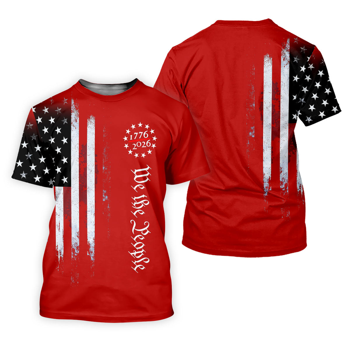 We The People 250 Years Red Vintage Golf Shirt, Patriotic 4th Of July Golf Shirts For Men