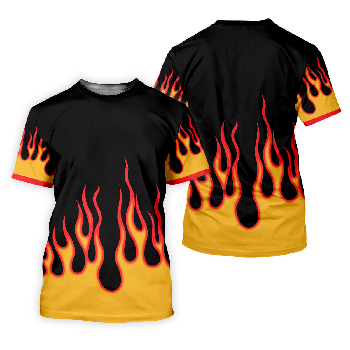 Retro Flame Fire Pattern Golf Shirt, Women's Golf Shirt, Hawaiian Golf Shirt