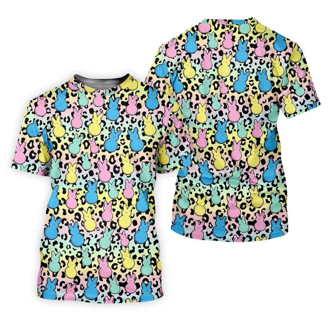 Pastel Easter Bunny Leopard Print Polo Shirt, Mens Golf Apparel, Hawaiian Golf Shirt, Printed Golf Shirts
