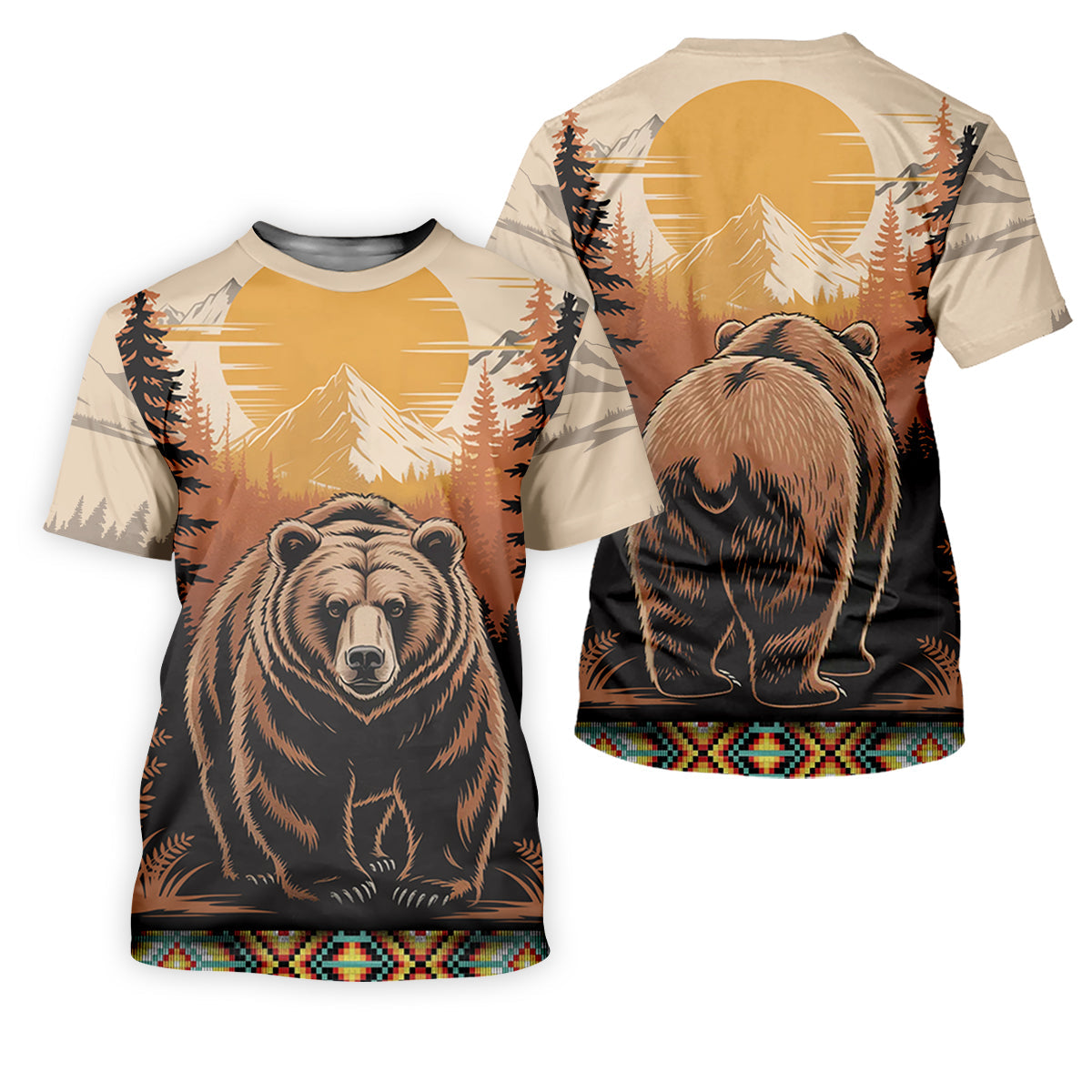Native Heritage Wild Bear Golf Tops For Men, Native American Ancestry Polo Shirt Men, Indigenous Peoples Month