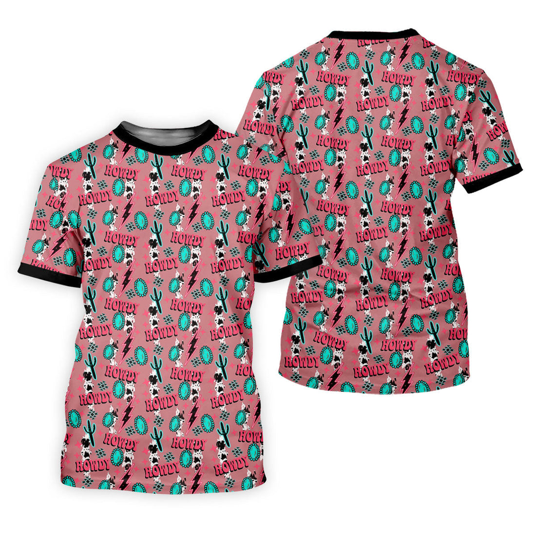 Howdy Pink Lightning Bolts Western Theme Golf Tops For Men, Polo Shirtor Men, Golf Shirts For Men