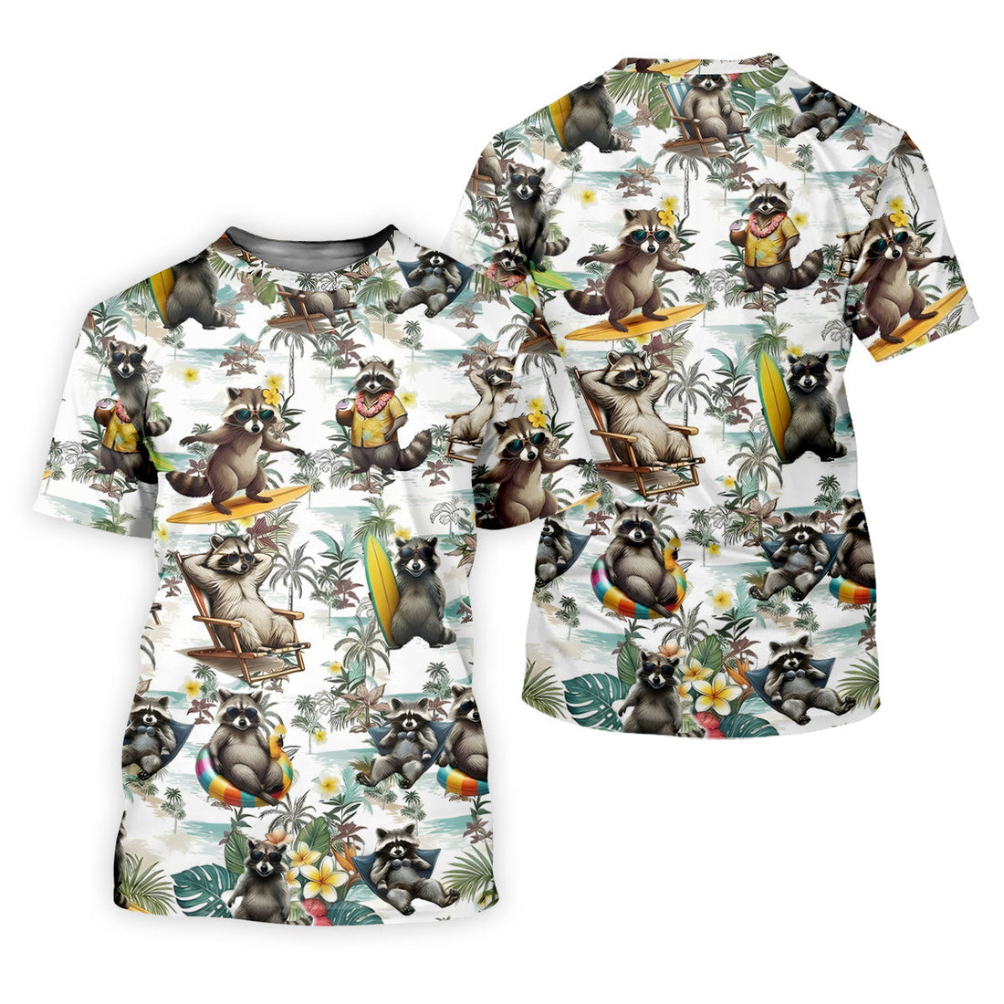Raccoon Beach Vacation Hawaiian Shirt, Hawaiian Shirt For Women, Tropical Button Up Shirt