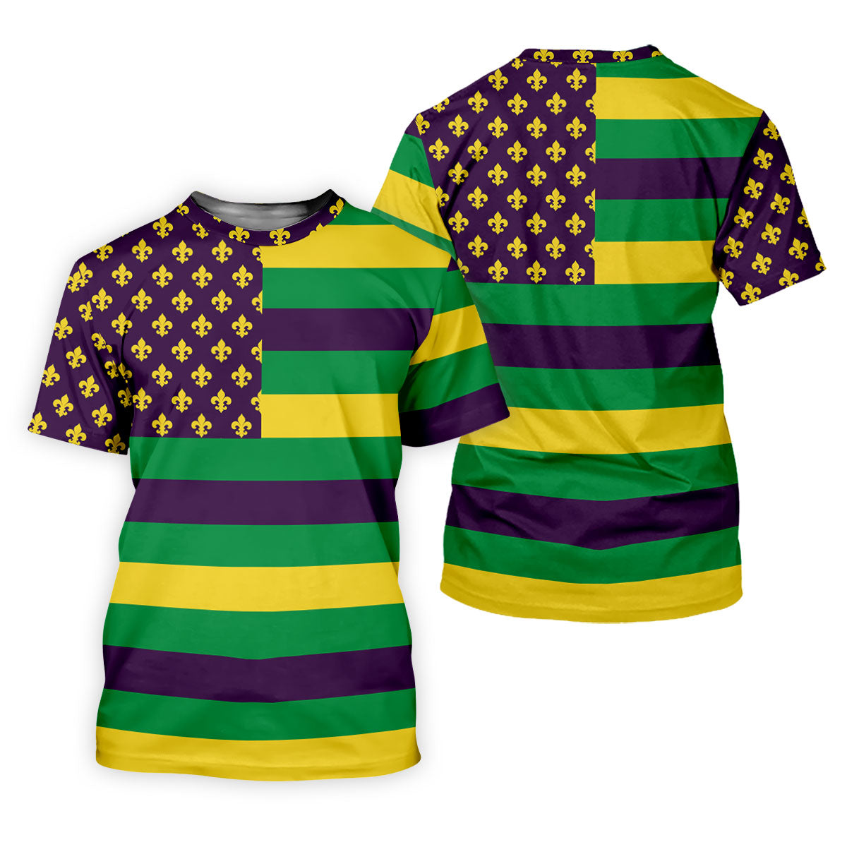 Mardi Gras Flags Fleur De Lis Purple Green Gold Golf Tops For Men, Polo ShirtFor Men, Golf Shirts For Men