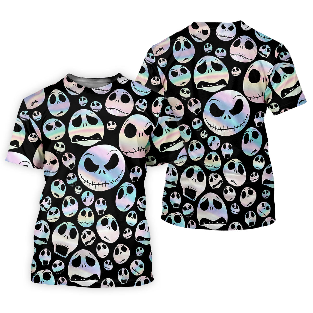 Black Horror Character Skull Face Pattern Golf Polo Shirt, Mens Golf Polo, Printed Golf Shirts