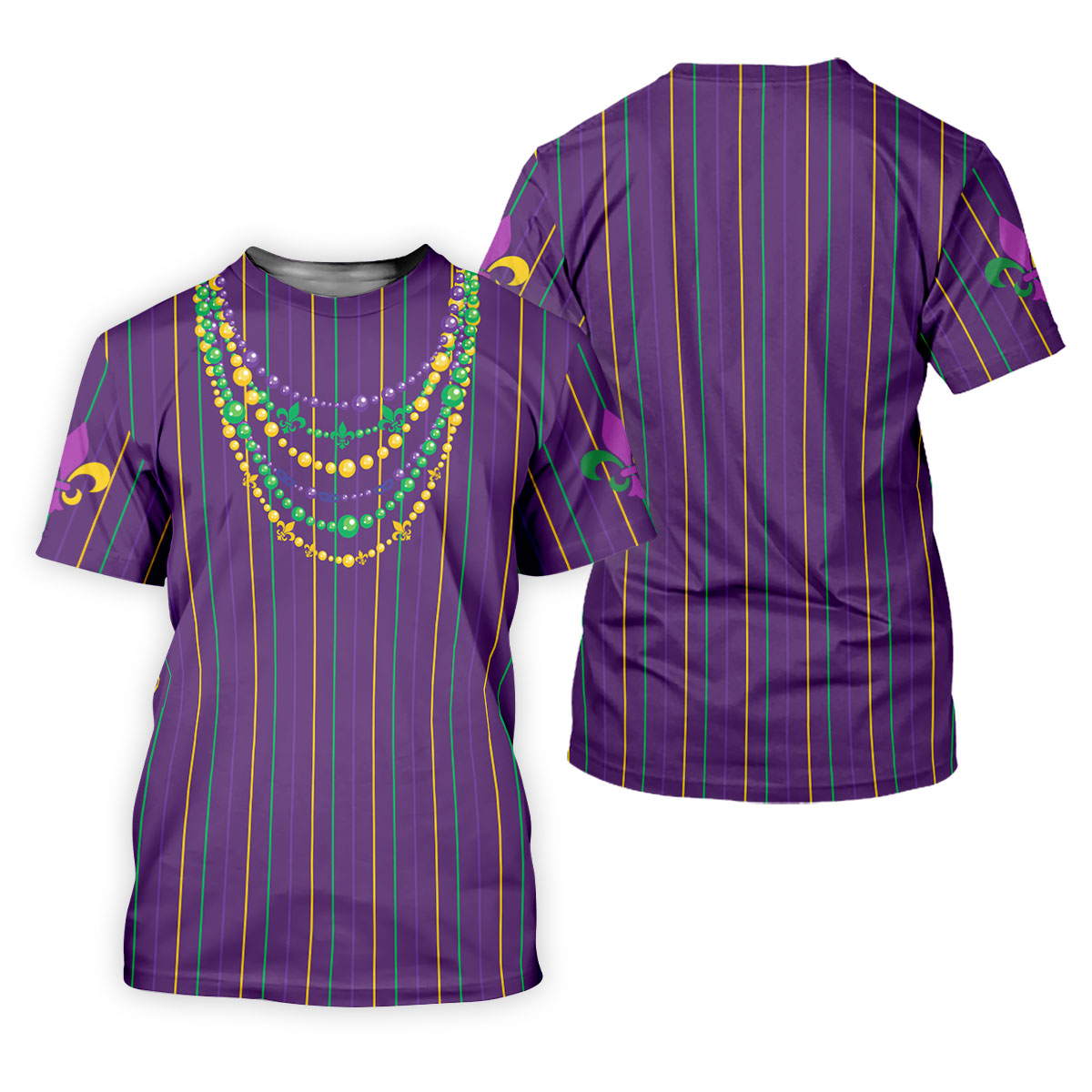 Mardi Gras Beads Necklaces Print Purple Golf Shirt, Women's Golf Shirts, Ladies Golf Polos, Golf Shirt For Women