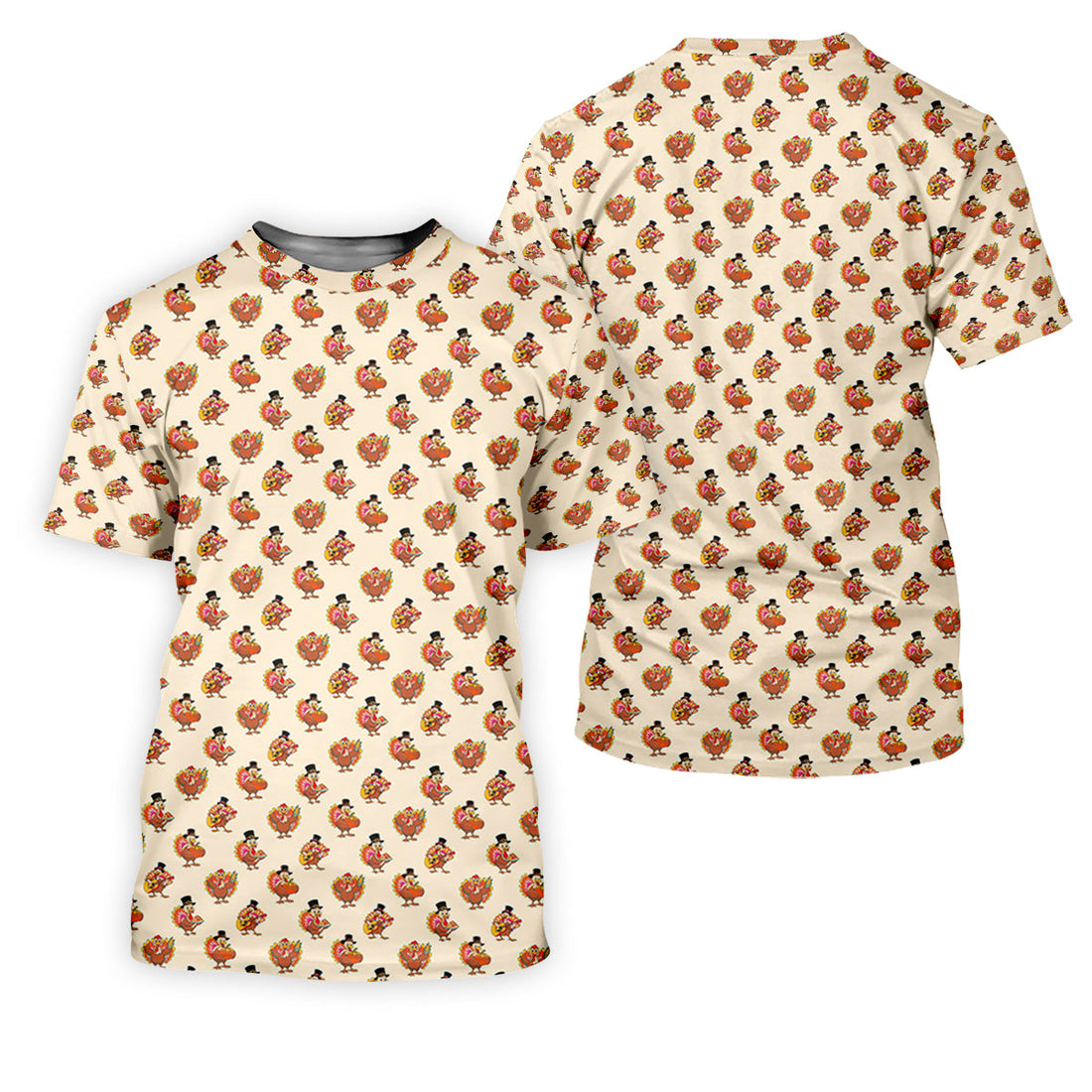 Festive Turkey Thanksgiving Holiday Beige Golf Tops For Men, Polo Shirtor Men, Golf Gift For Men