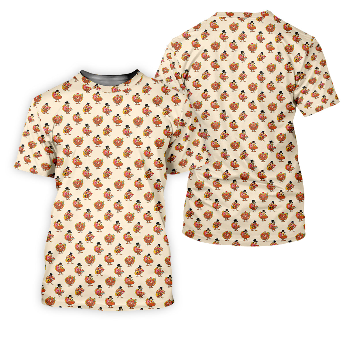 Festive Turkey Thanksgiving Holiday Beige Golf Tops For Men, Polo Shirtor Men, Golf Gift For Men