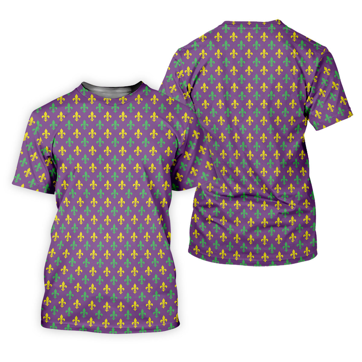 Mardi Gras Theme Green Purple Gold Fleur De Lis Pattern Women's Golf Tops, Golf Gift For Ladies