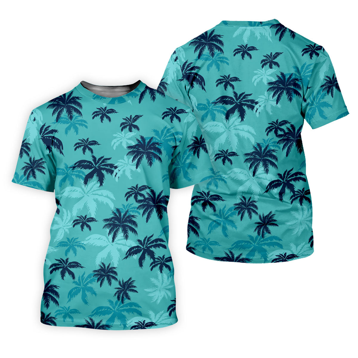 Turquoise Palm Tree Tropical Golf Shirt, Men's Polo Shirt, Hawaiian Golf Shirt, Performance Golf Shirt