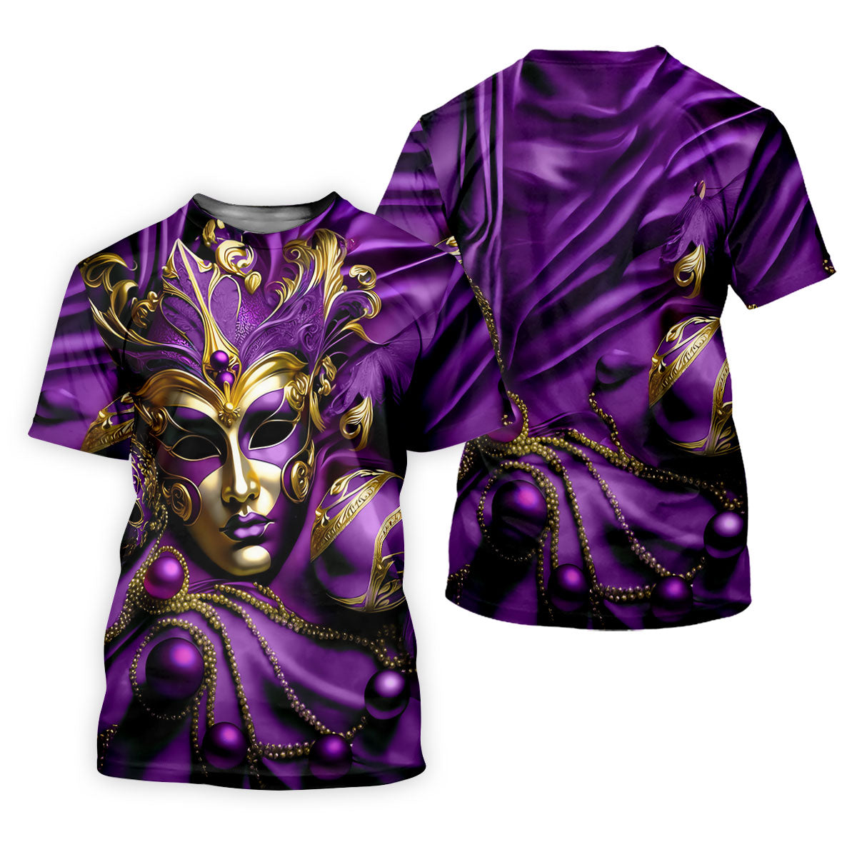 Mardi Gras Face Mask Purple Golf Shirt, Women's Golf Tops, Ladies Golf Polos, Women's Polo Shirt