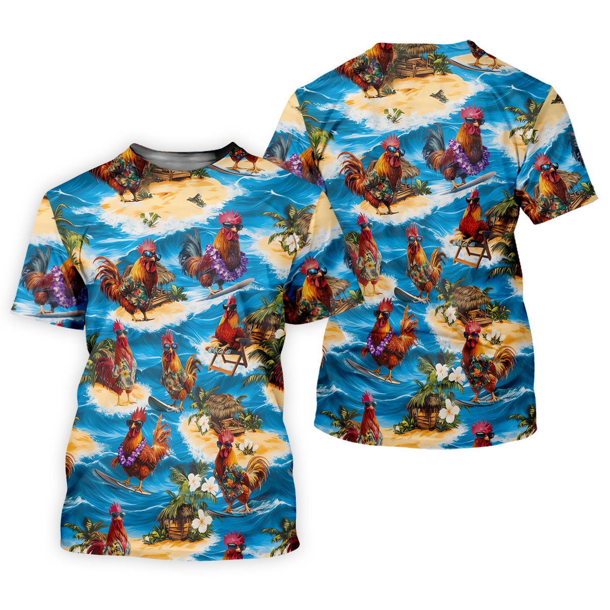 Cool Rooster Beach Vacation Hawaiian Golf Shirt, Golf Polo For Women, Printed Golf Shirt