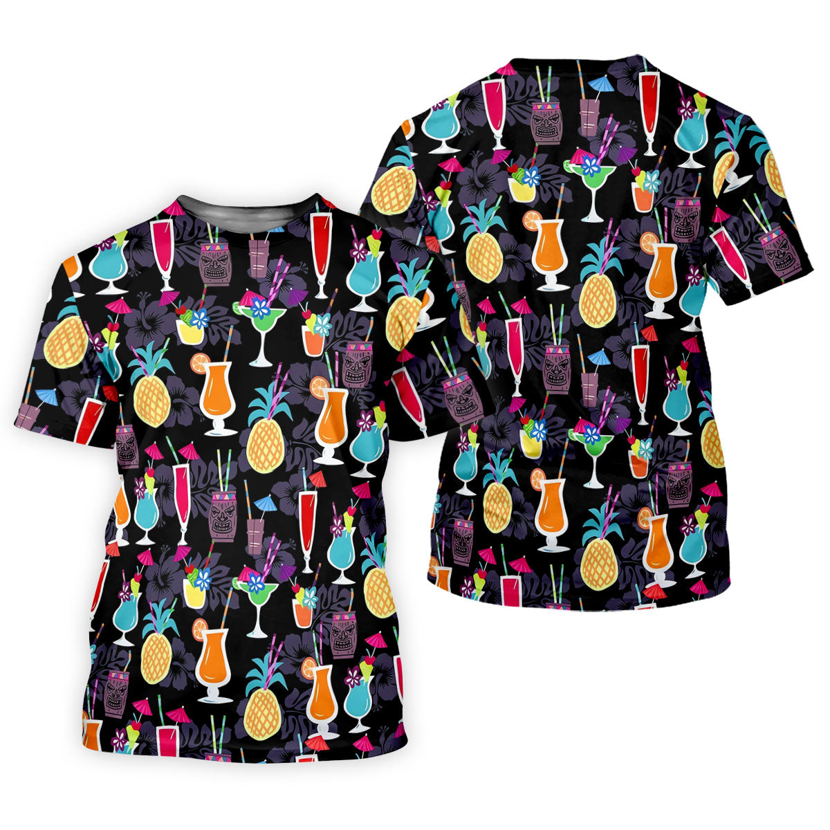 Tropical Drinks Dark Floral Cinco De Mayo Celebration Fiesta Themed Golf Tops For Men, Golf Shirts For Men