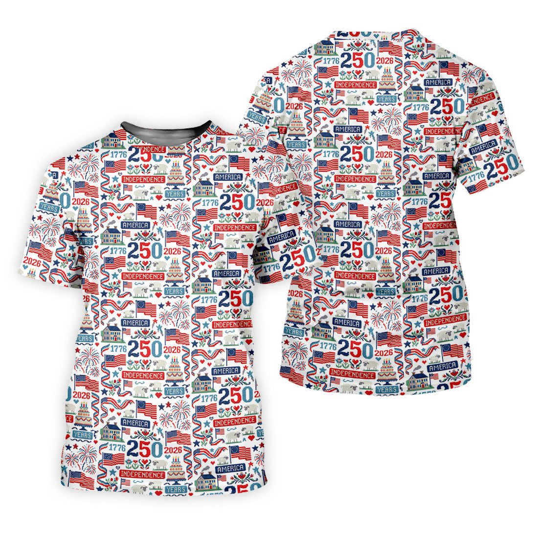 America Independence 250 Years White Golf Shirt, Patriotic 4th Of July Golf Shirts For Men
