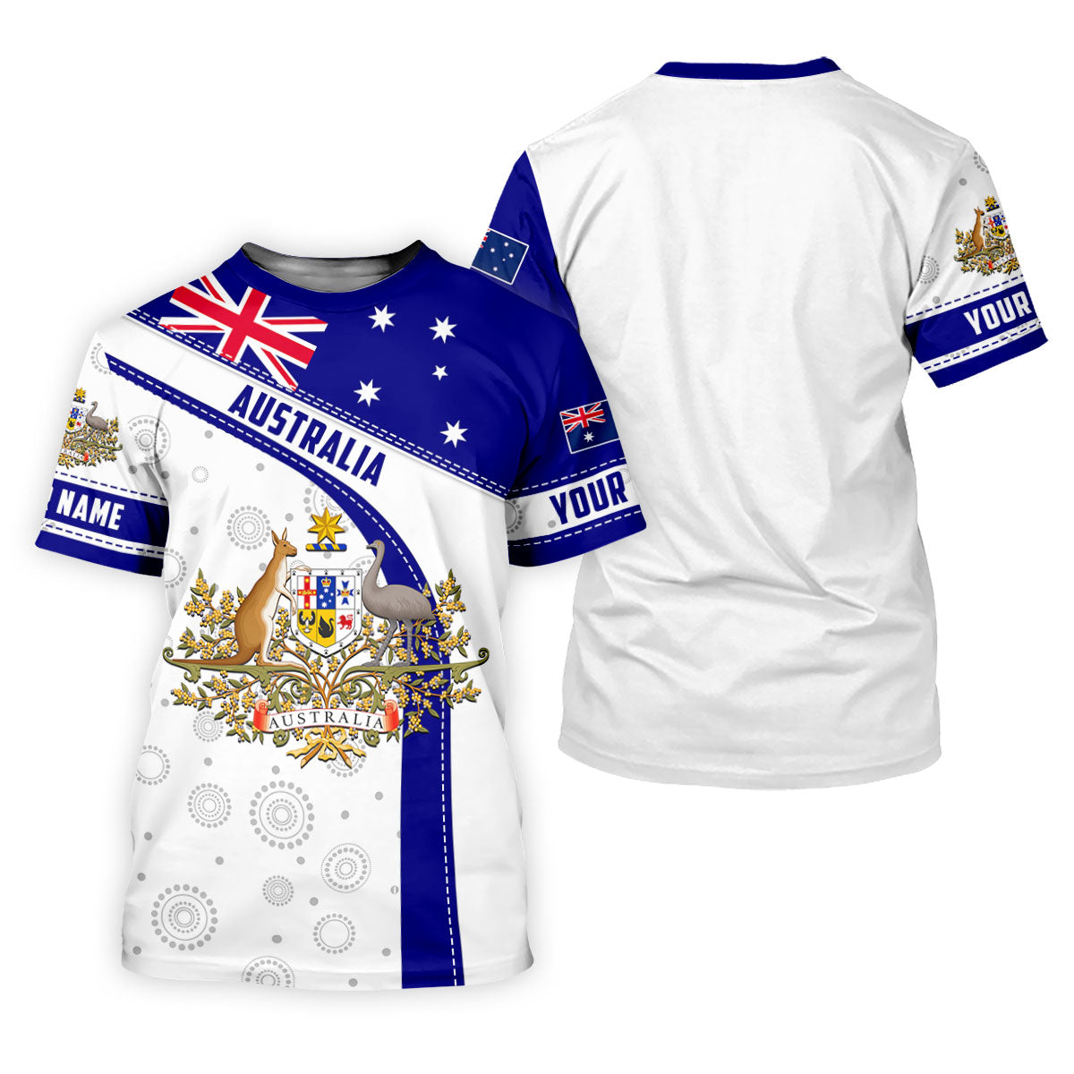 Australian Coat Of Arms Golf Tops For Men, Australia Flag Print Polo Shirt Men