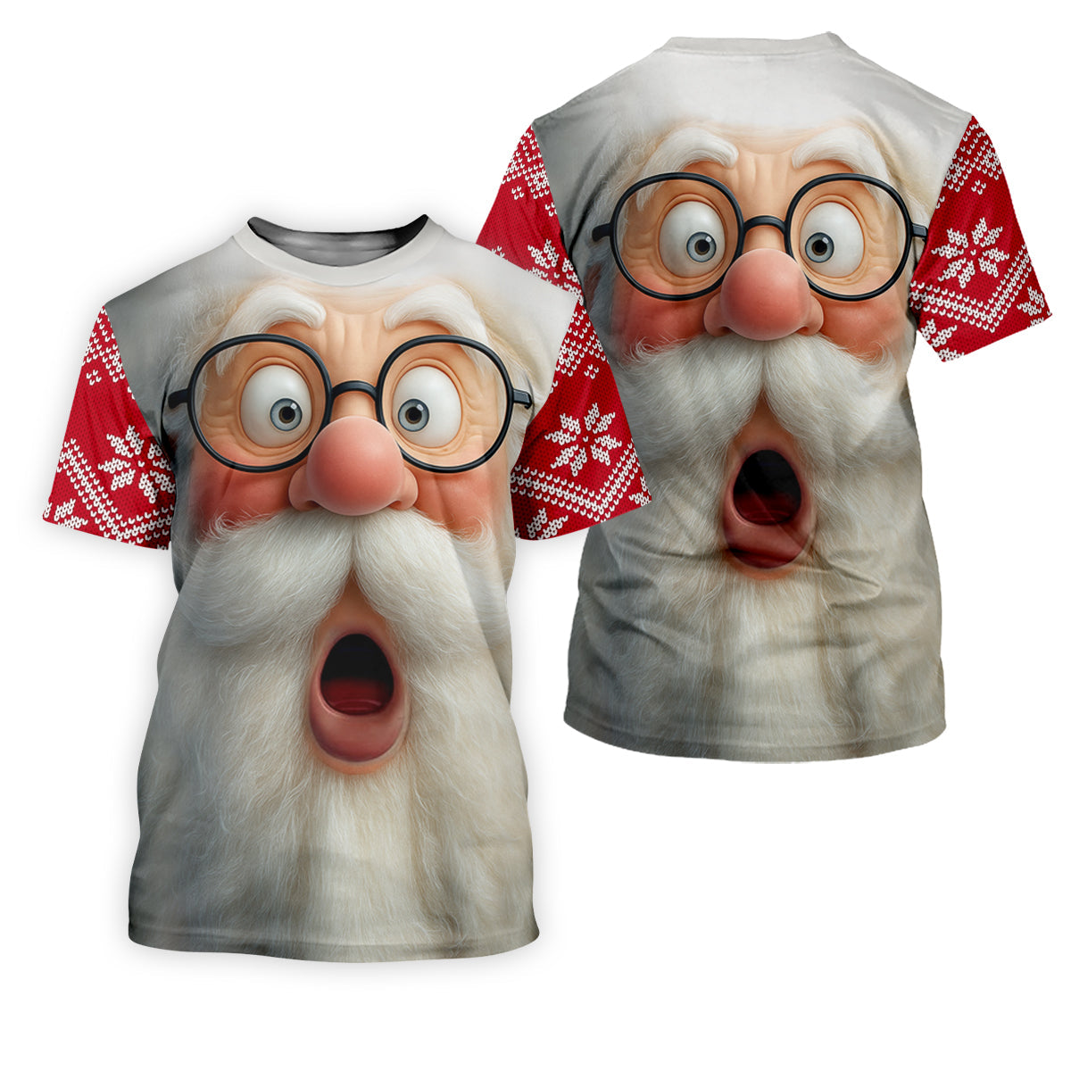 Surprised Funny Santa Claus Face Men's Golf Polo Shirtistmas Golf Shirt, Golf Gift For Men