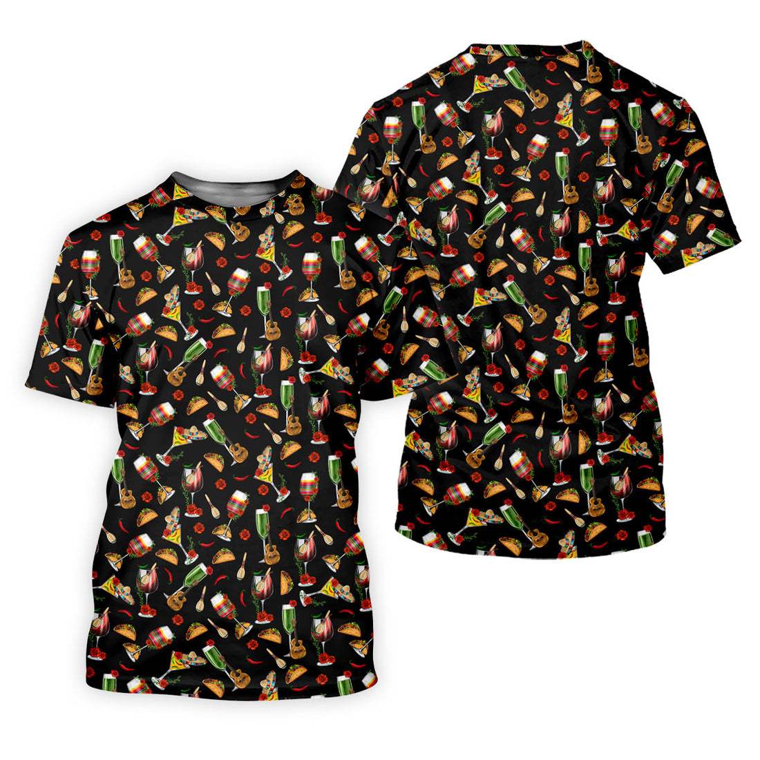 Traditional Mexican Taco And Wine Golf Tops For Men, Cinco De Mayo Celebration Golf Shirts For Men