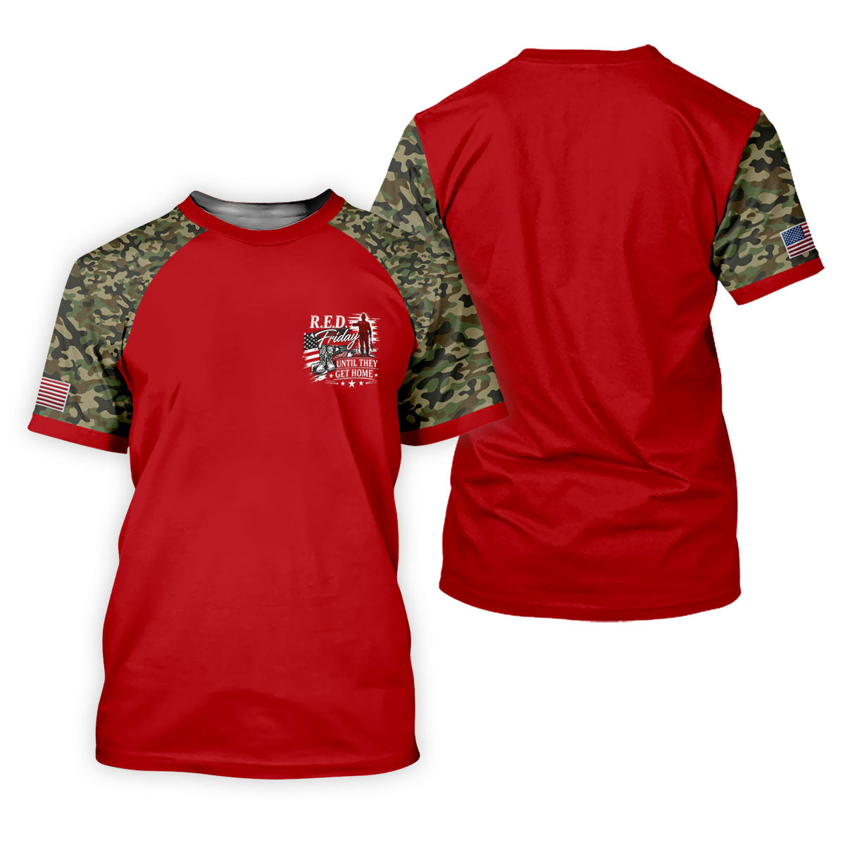 RED Friday Untill They Get Home Red Camo Golf Shirt, Veteran Memorial 250 Years Polo Shirtor Men
