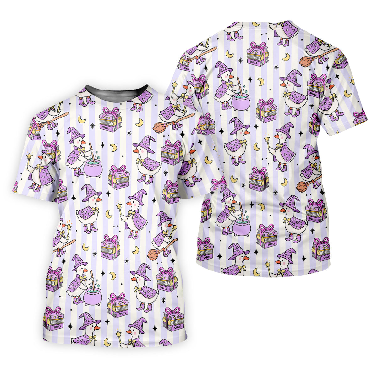 Halloween Witch Goose Purple Pastel Fun Golf Shirts For Men, Polo ShirtFor Men, Golfing Apparel
