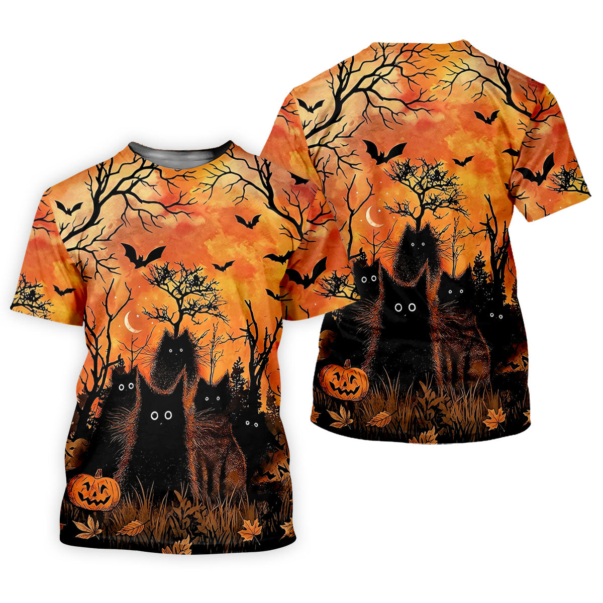 Spooky Black Cat Halloween Golf Polo Shirt, Men's Golf Shirts, Hawaiian Golf Shirt