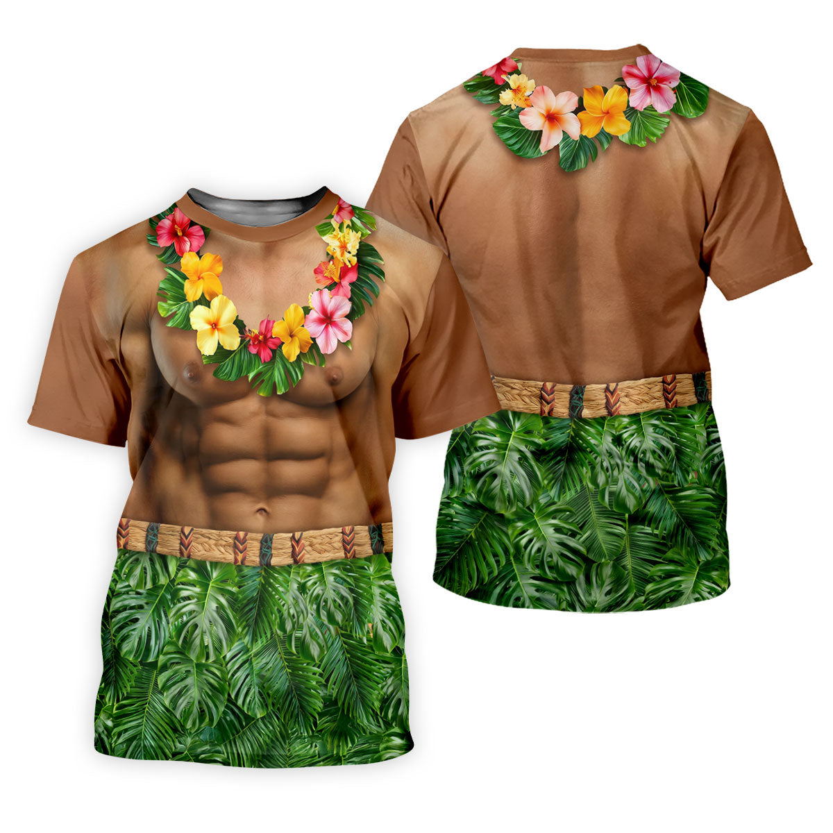 Floral Lei Tropical Theme Party Funny Costume Hawaiian Golf Shirt, Polo Shirtor Men