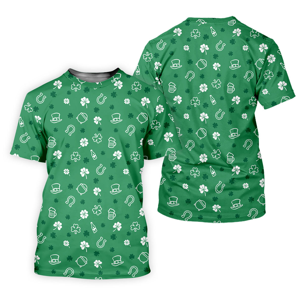 Leprechaun Hat Shamrock Beer Seamless Pattern St. Patrick’s Day Golf Shirt, Polo Shirt Men, Golf Shirts For Men