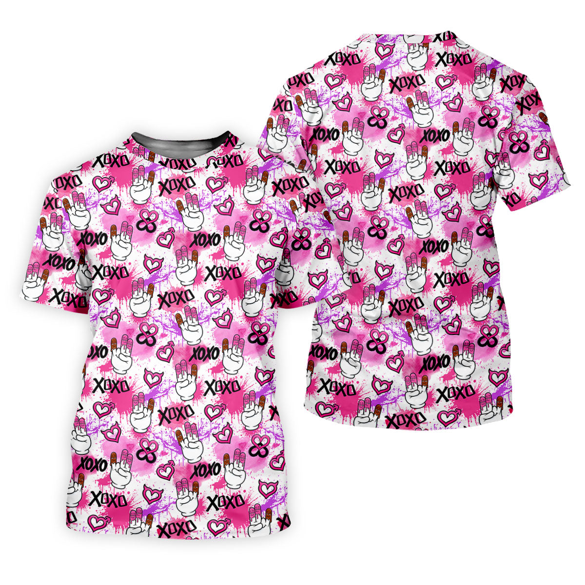 Chocolate Fingers Adult Humor XOXO Pink Splatter Fun Golf Shirts For Men, Valentines Golf Gift, Polo ShirtFor Men