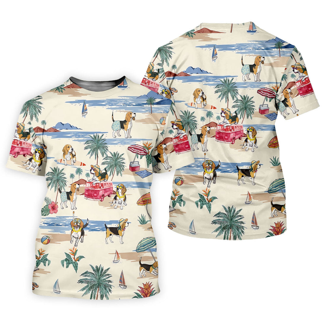 Cute Beagle Beach Vacation Tropical Golf Polo Shirt, Hawaiian Golf Shirt, Golf Shirts For Men