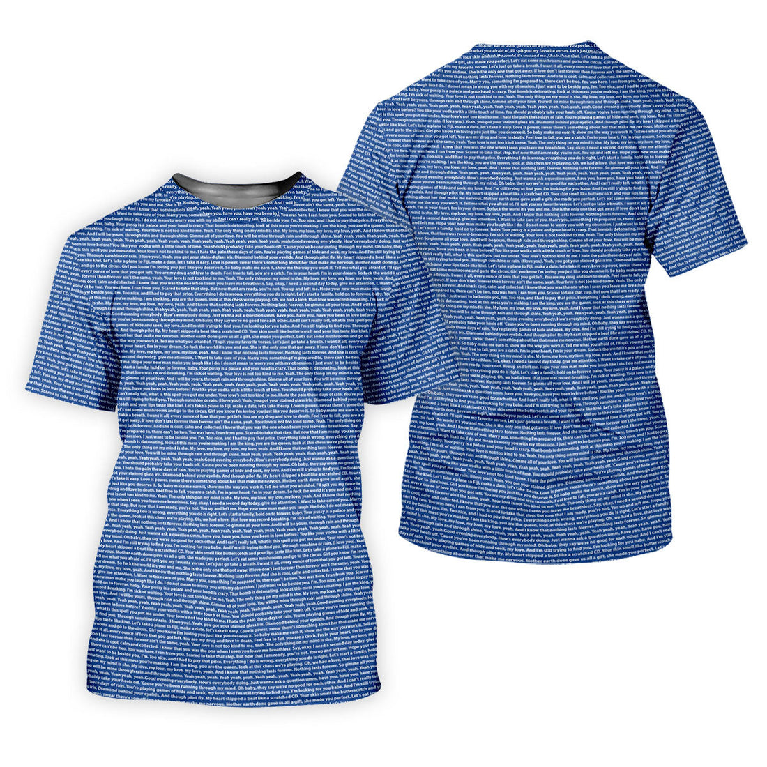 Blue Text Pattern Golf Polo Shirt, Ladies Golf Shirts, Golf Tops For Women