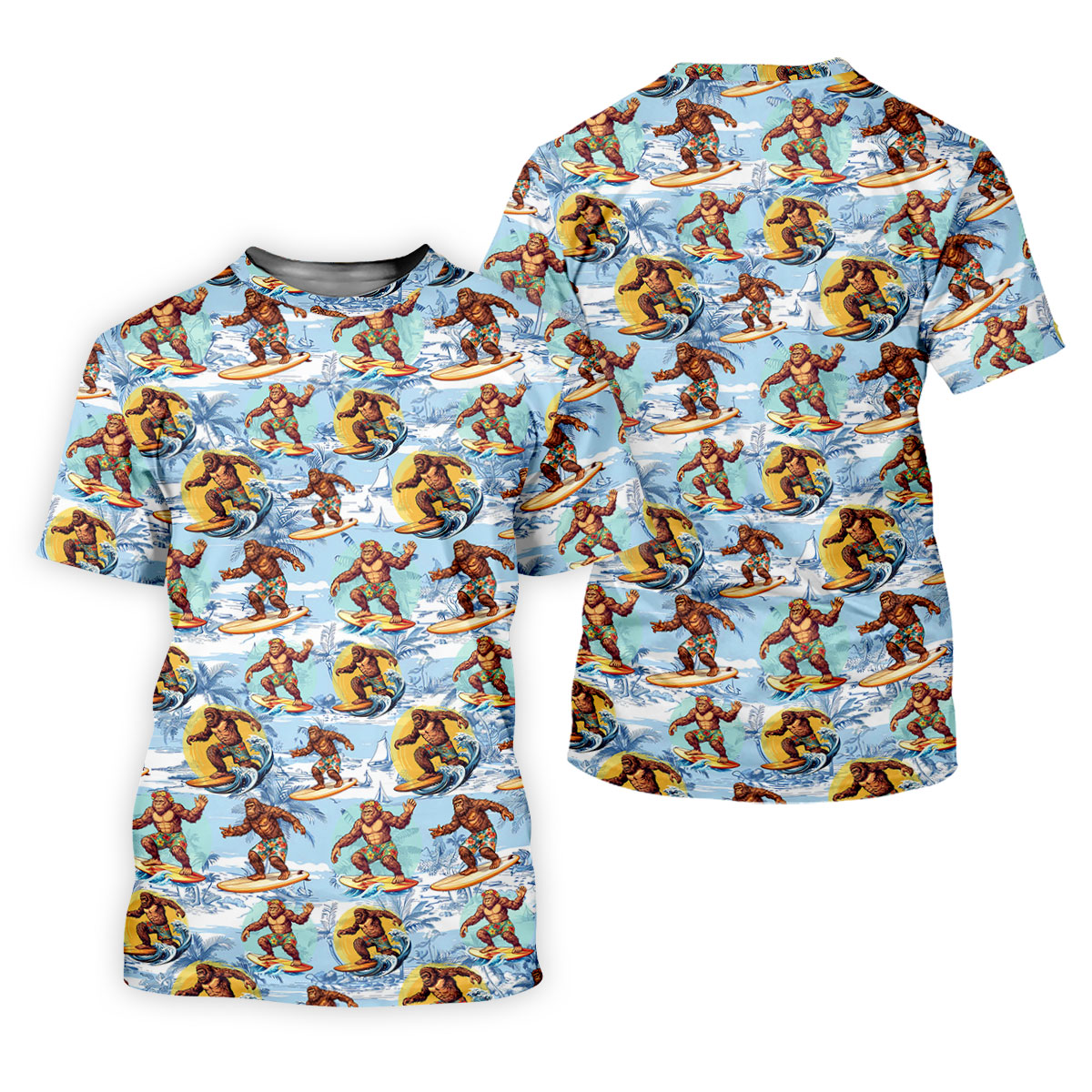 Surfing Bigfoot Hawaiian Golf Shirt, Womens Golf Tops, Golf Polo For Women