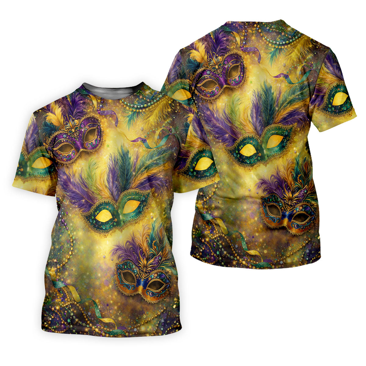 Masquerade Mask Beads Chain Sparkling Effect Mardi Gras Golf Shirt, Polo ShirtFor Men, Golf Shirts For Men