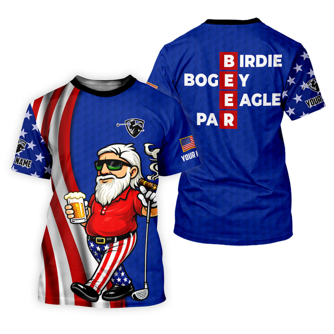 Patriotic Man Golf And Beer Funny 4th Of July Navy Golf Shirt, 250 Years Of America Golf Shirts For Men