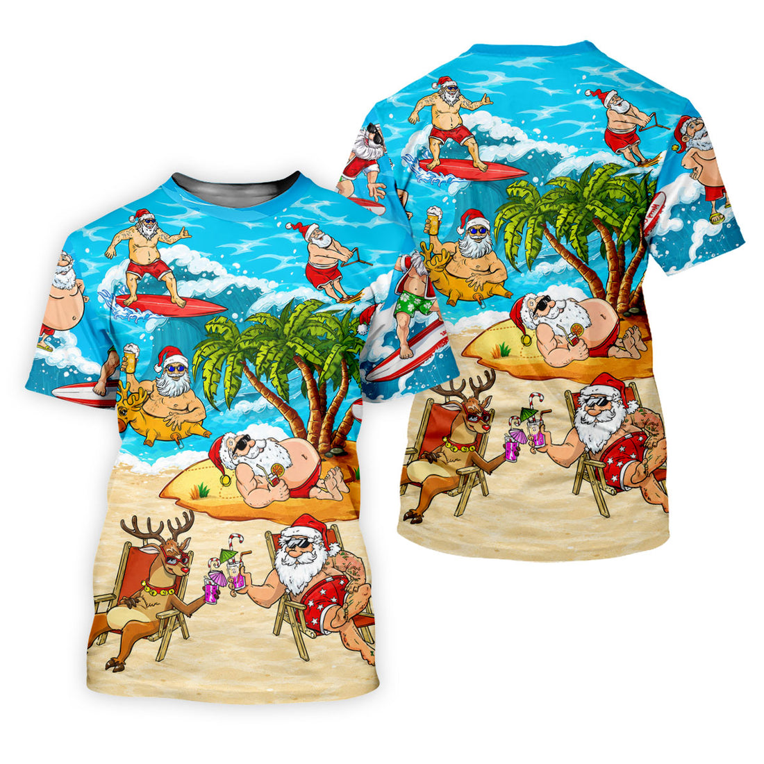 Funny Santa Beach Party Women's Golf Shirt, Christmas Golf Shirt, Women’s Golf Apparel