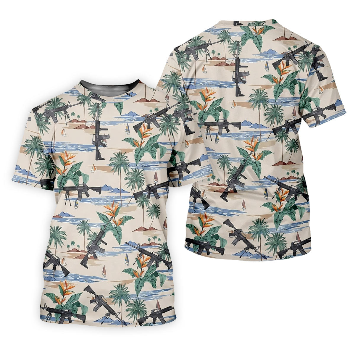 Hawaiian Palm Tree With Army Theme Golf Shirts For Men, Polo ShirtFor Men, Golfing Apparel