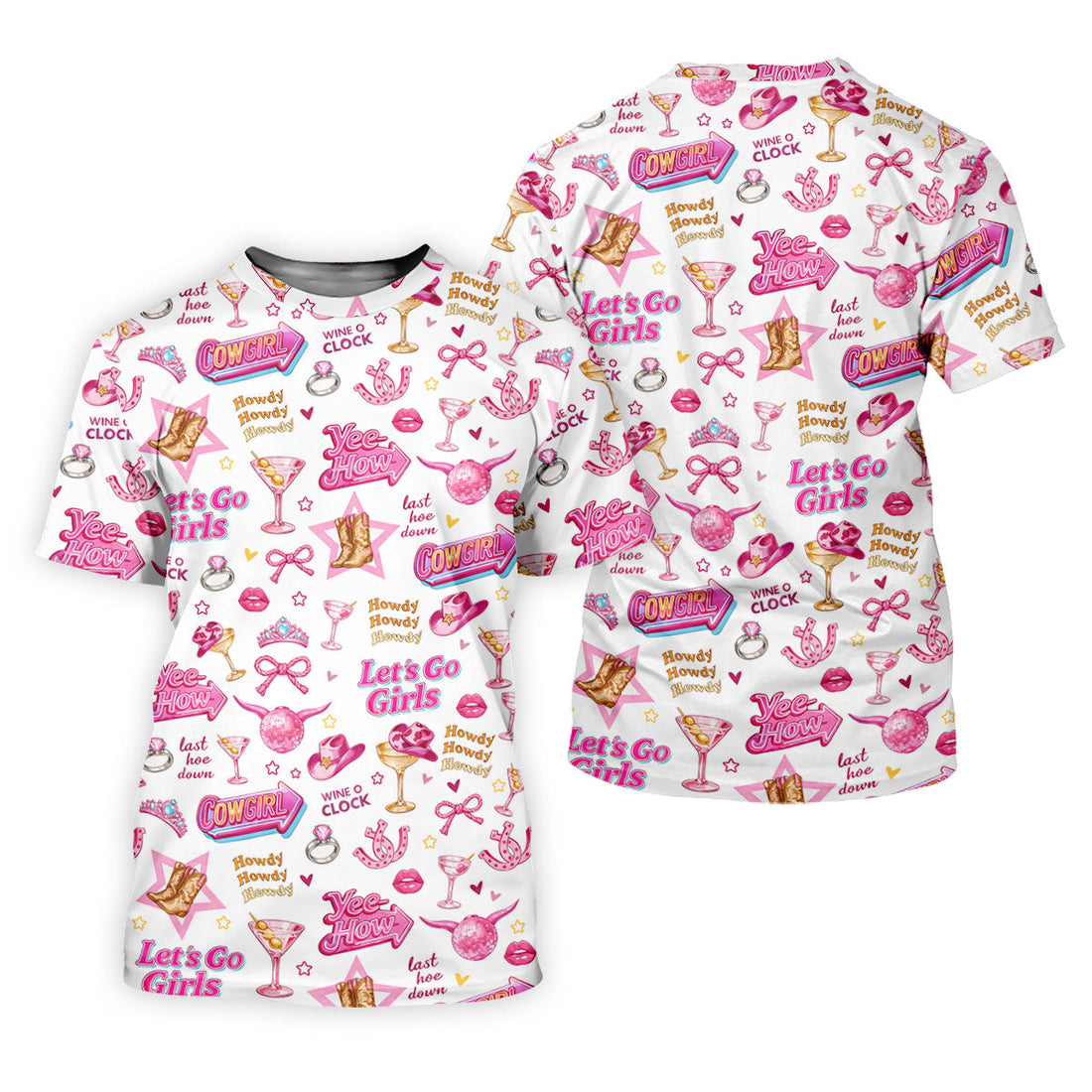 Pink Cowgirl Western Party Icons Golf Polo Shirt, Golf Shirts For Men, Mens Golf Apparel